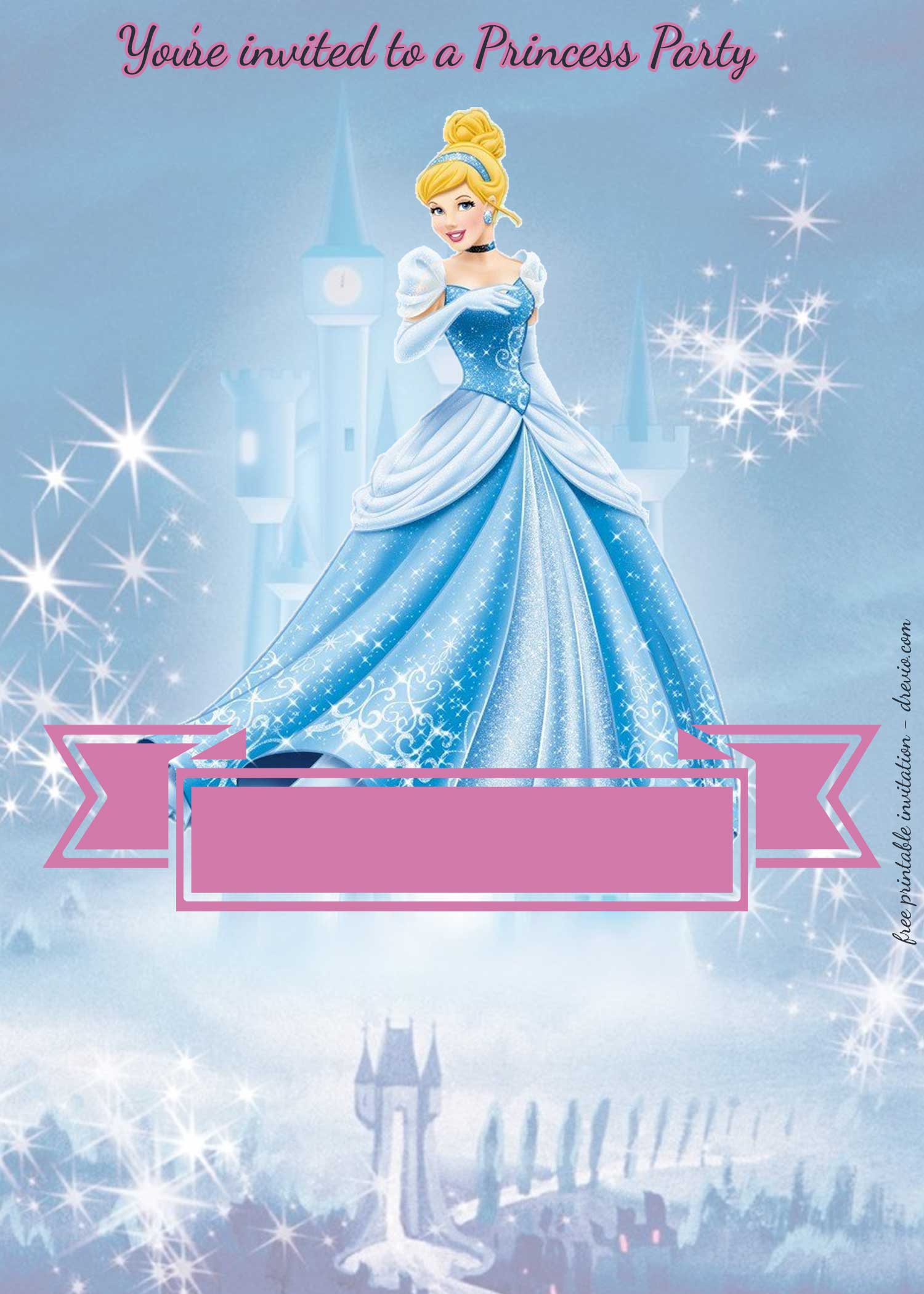 FREE Princess party invitation Cinderella invitation template 