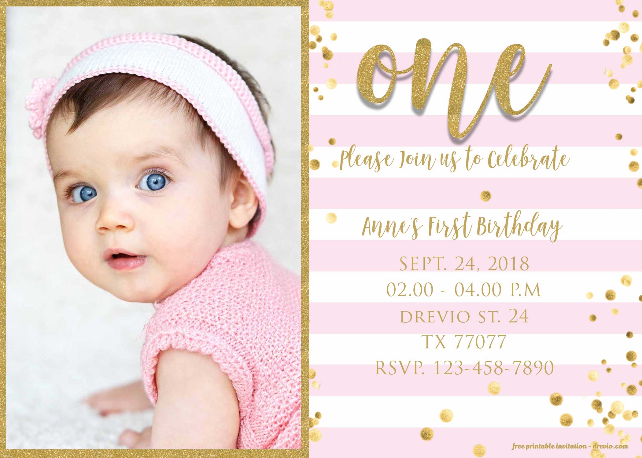 Free First Birthday Invitation Cards Templates Printable Templates Free