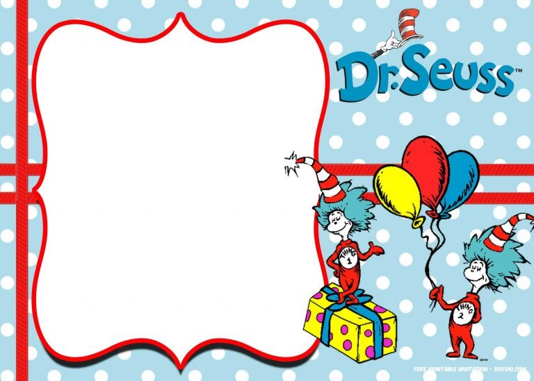 FREE Thing 1 and Thing 2 dr. Seuss invitation templates | Download ...