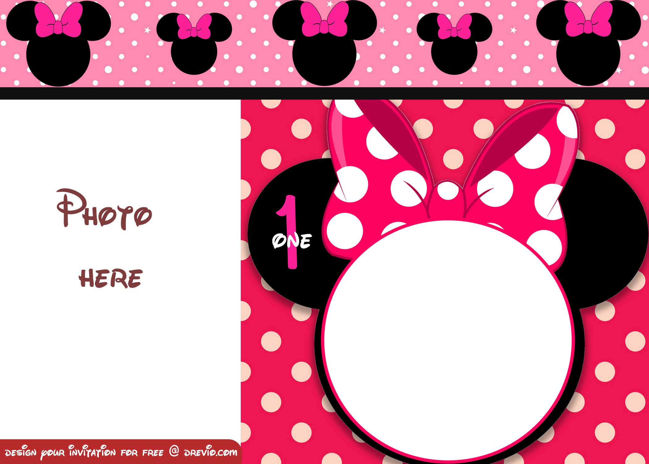 minnie mouse blank invitations red