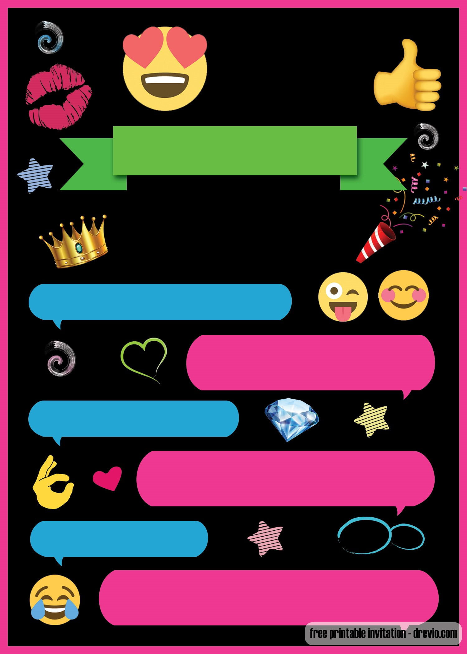 free printable emoji chat invitation template | download hundreds