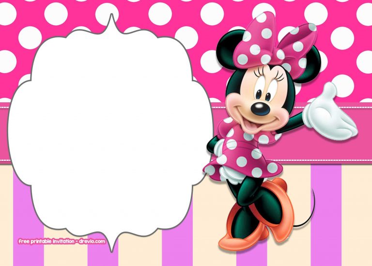 FREE Printable Minnie Mouse Polka Dot Invitation Templates | Download ...