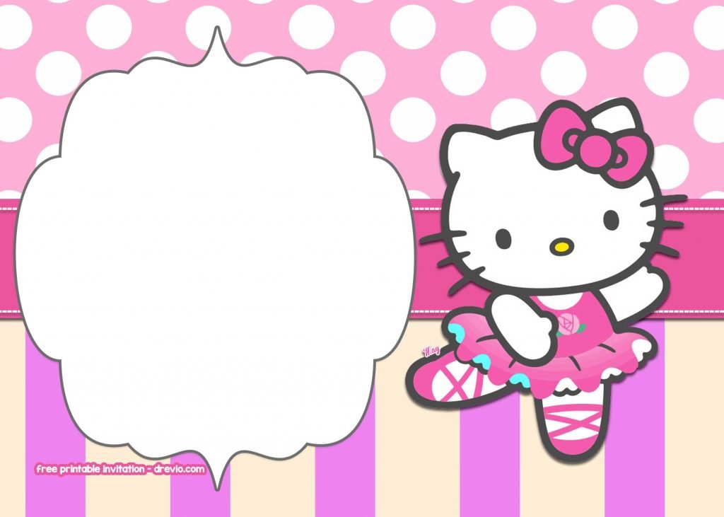 FREE Printable Hello Kitty Pink Polka Dot Invitation Templates - Drevio ...