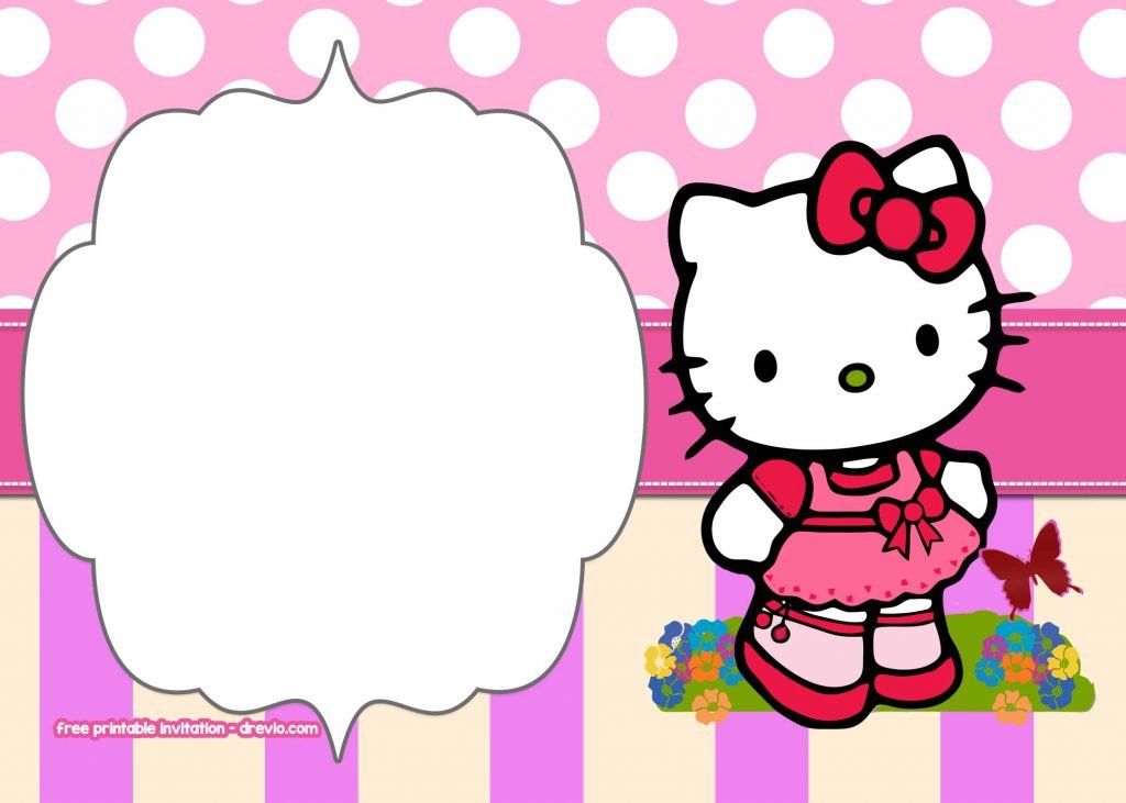 FREE Printable Hello Kitty Pink Polka Dot Invitation Templates ...