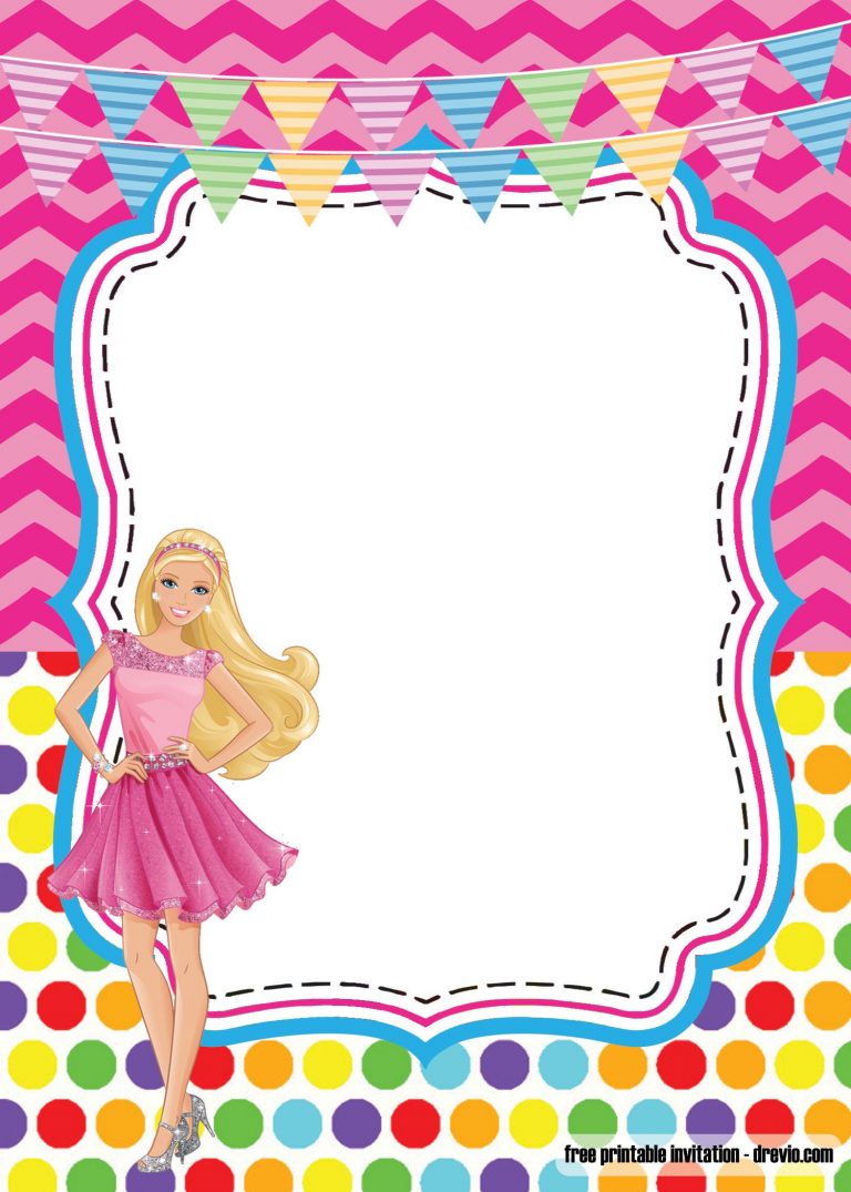 Girlie Birthday with Barbie Invitation Template – FREE Printable ...