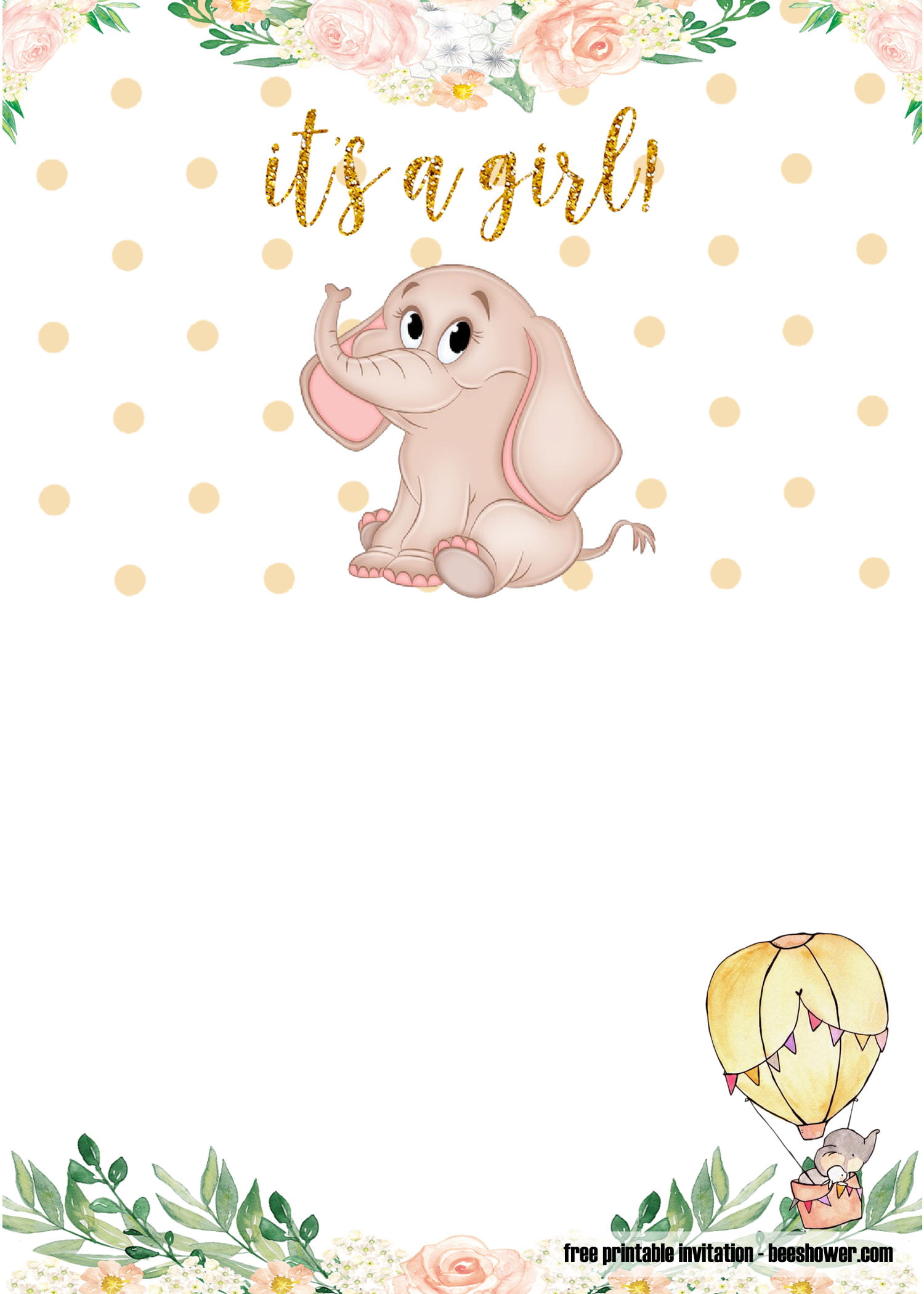 FREE Printable Elephant Baby Shower Invitations Templates Download