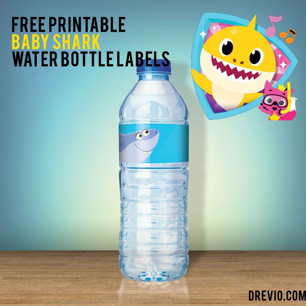 Invitation Template of FREE Pinkfong Baby Shark Water Bottle Labels - Downloadable 1