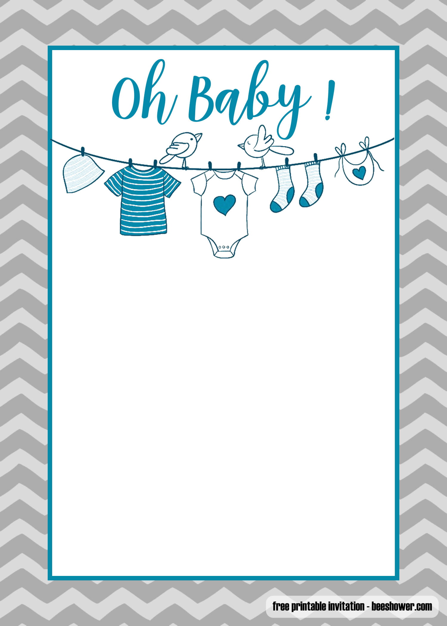 FREE Printable Onesie Baby Shower Invitations Templates  Download Intended For Baby Shower Flyer Templates Free