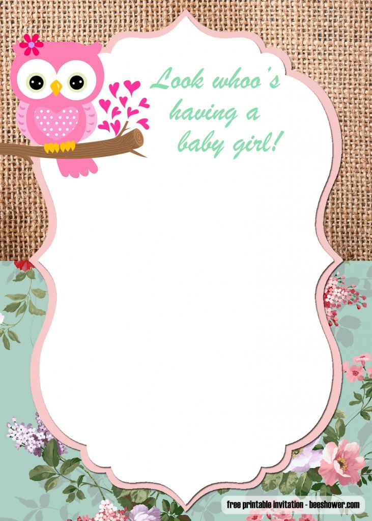 Invitation Template of FREE Printable Owl Baby Shower Invitations Templates 1