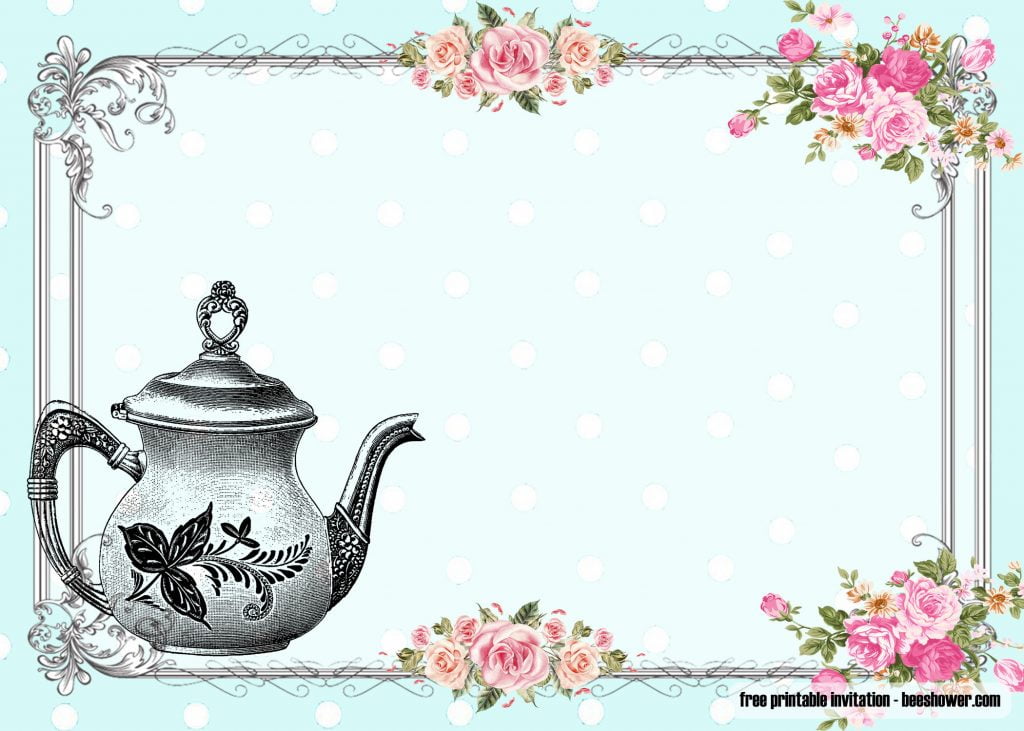 Invitation Template of FREE Vintage Tea Party Baby Shower Invitations 1