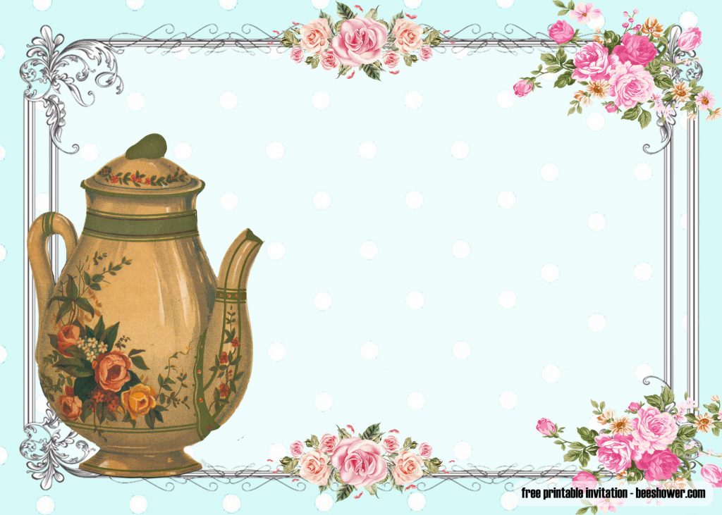 Invitation Template of FREE Vintage Tea Party Baby Shower Invitations 4