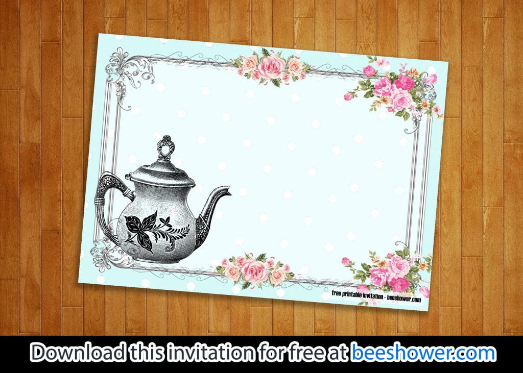 Invitation Template of FREE Vintage Tea Party Baby Shower Invitations 6