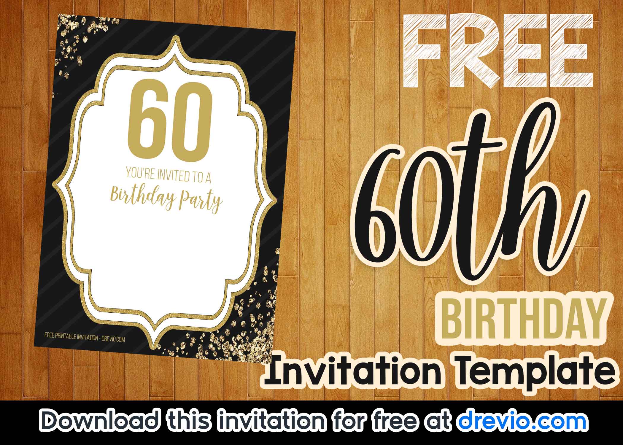 FREE-60th-Birthday-invitation-template-Elegant-Shiny-Black-Gold-preview