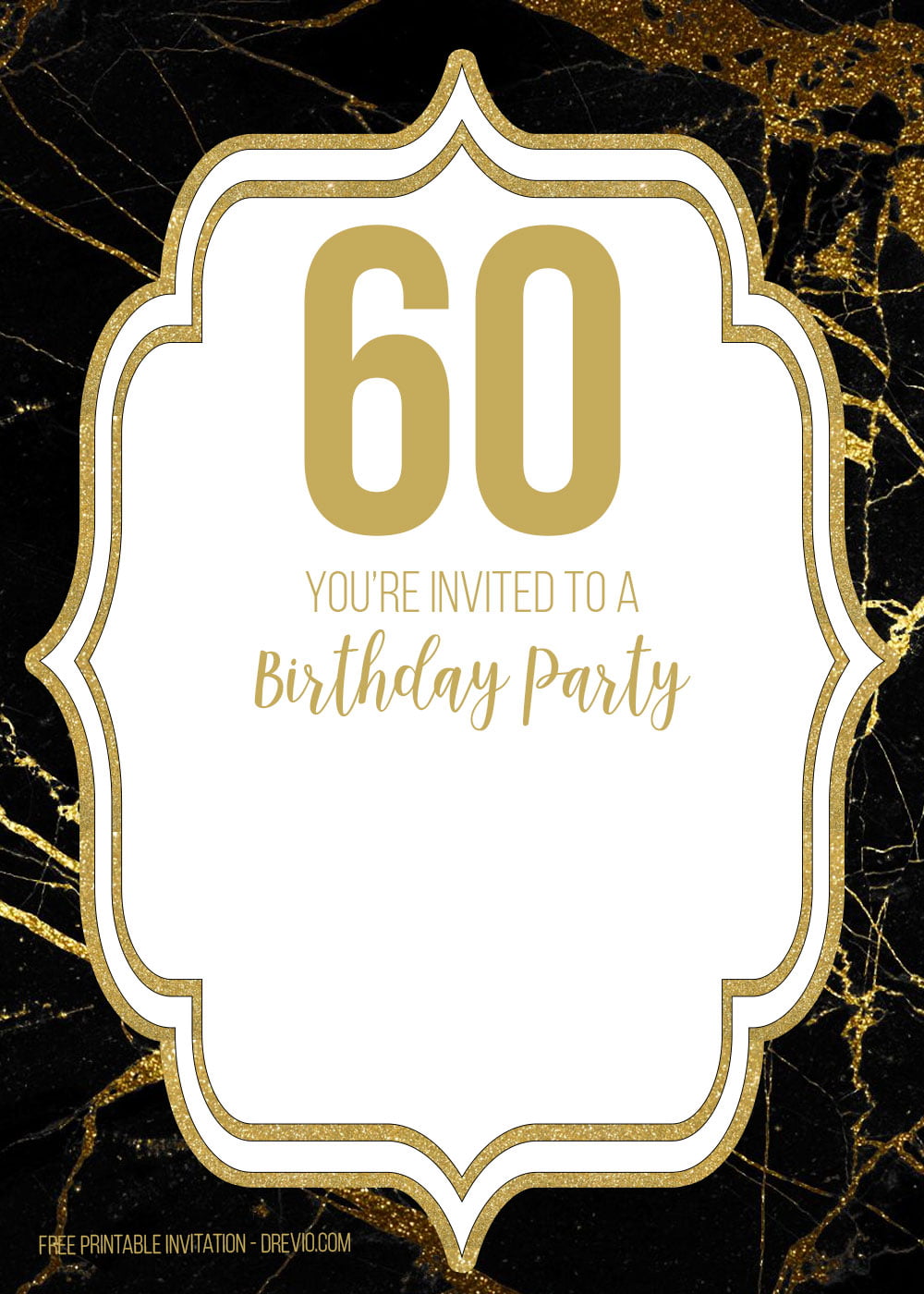 FREE-60th-Birthday-invitation-template-Golden-Marble