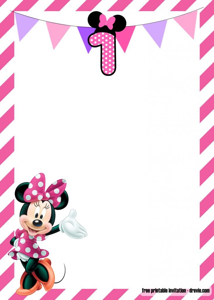 Invitation Template of FREE Minnie Mouse 1st birthday Invitations Templates 2