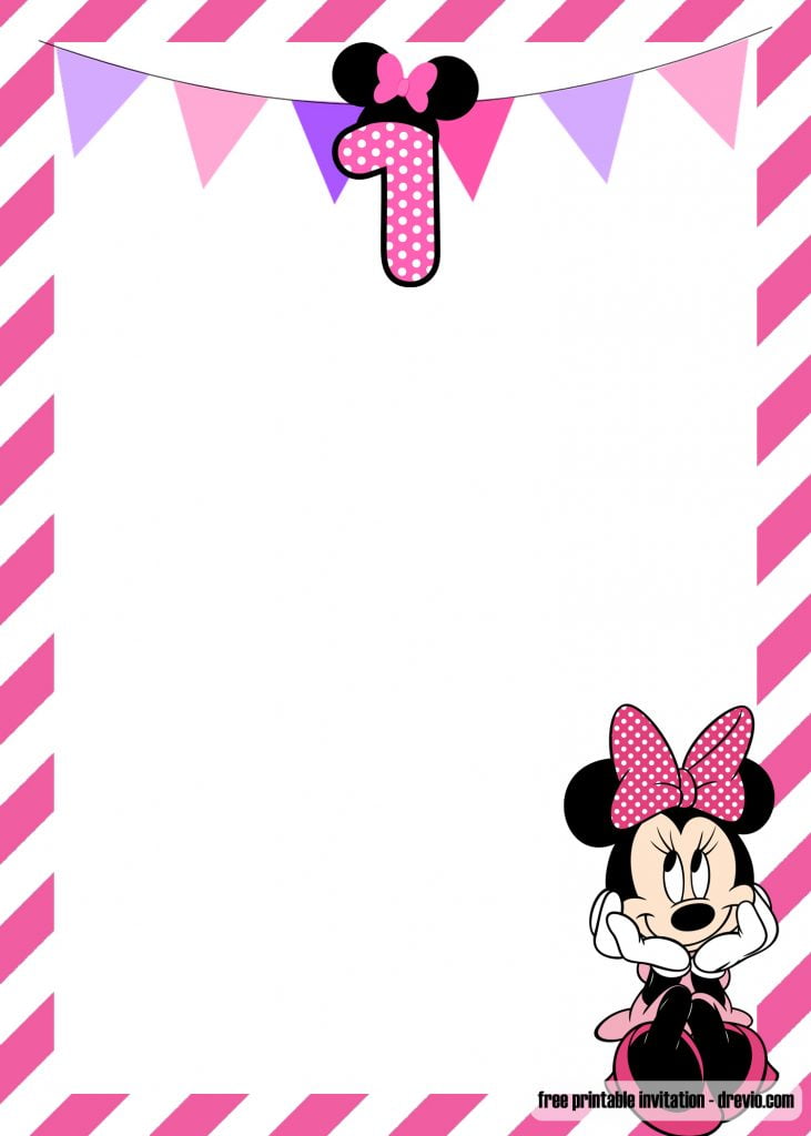 Invitation Template of FREE Minnie Mouse 1st birthday Invitations Templates 3