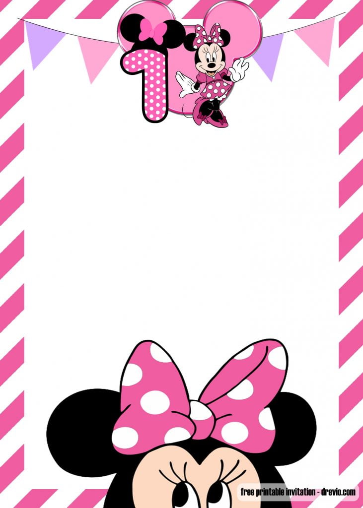 Invitation Template of FREE Minnie Mouse 1st birthday Invitations Templates 4