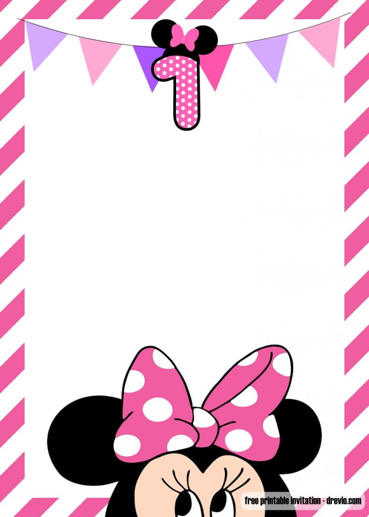 Invitation Template of FREE Minnie Mouse 1st birthday Invitations Templates 1