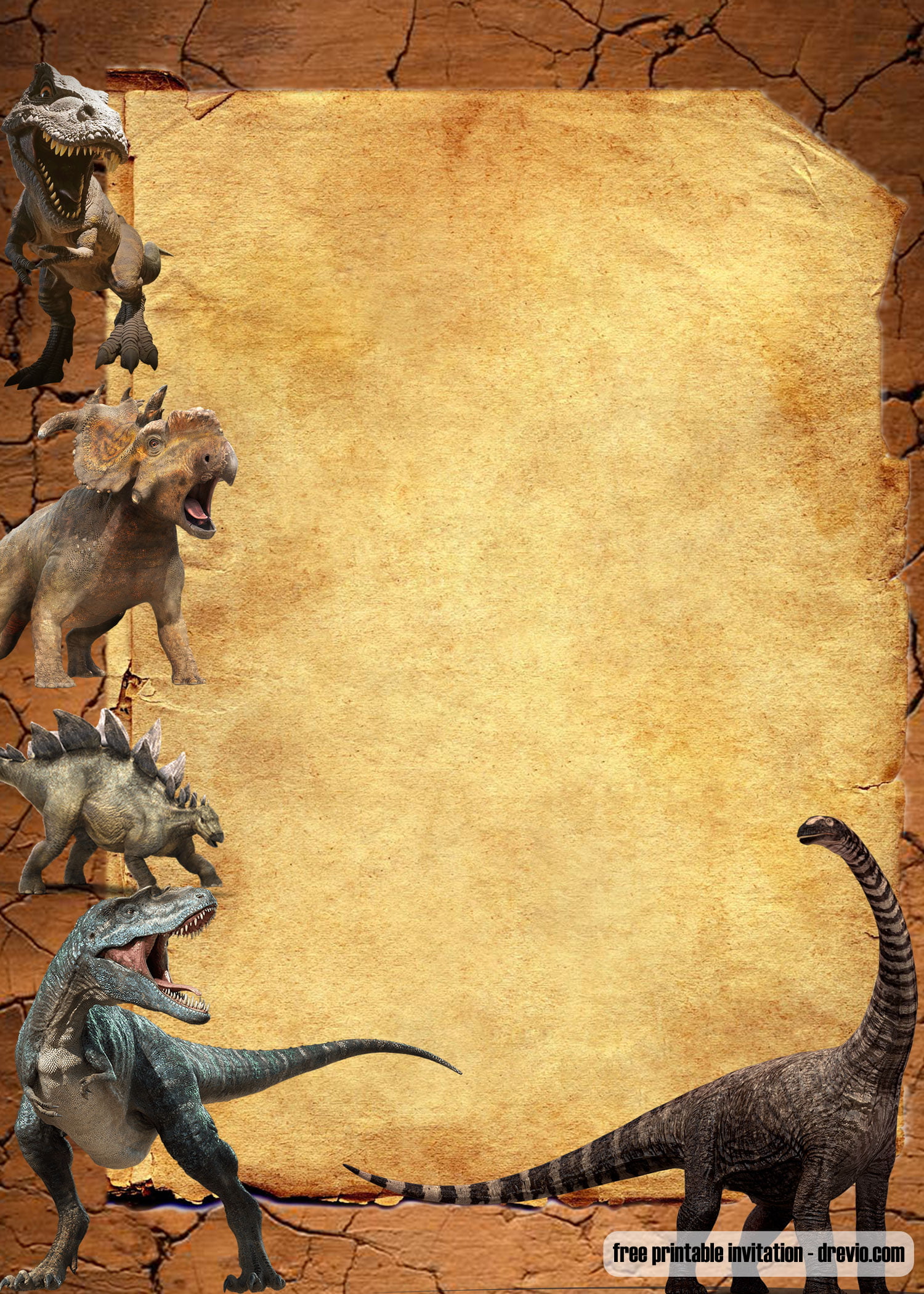 free-jurassic-park-dinosaurs-vintage-invitation-templates-download