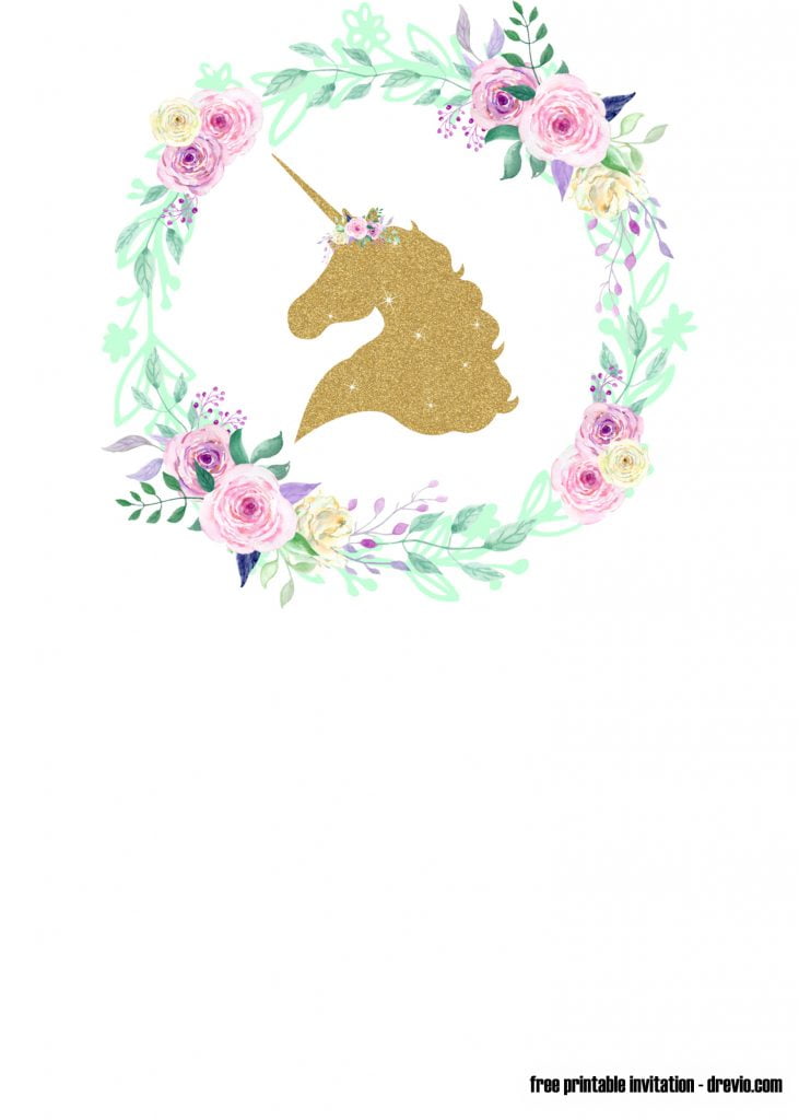 Invitation Template of FREE Printable Floral Unicorn Invitation Templates 4