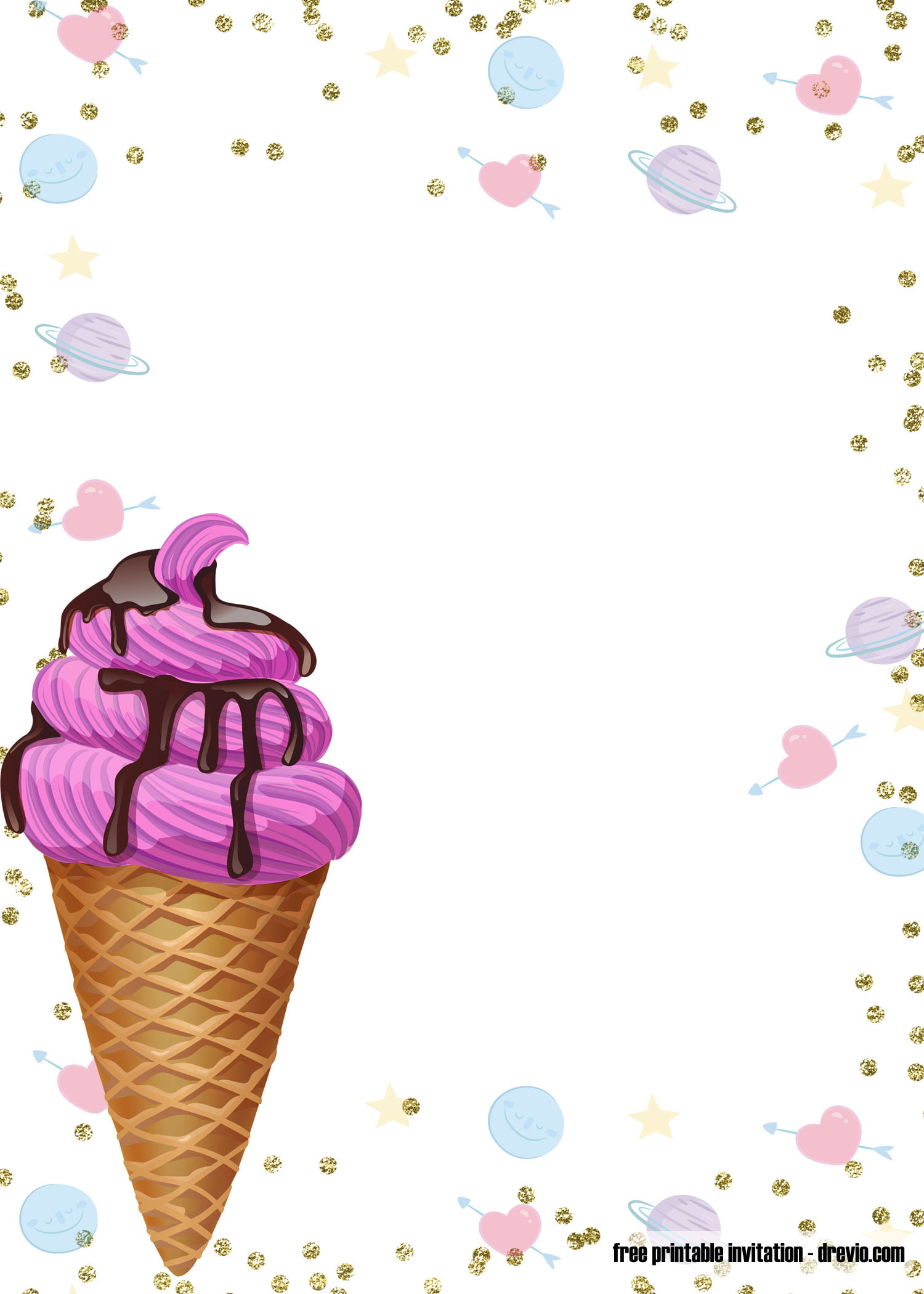 Editable Invitation Template Birthday Invitation Pop on Over Ice Cream Watercolor Popsicle
