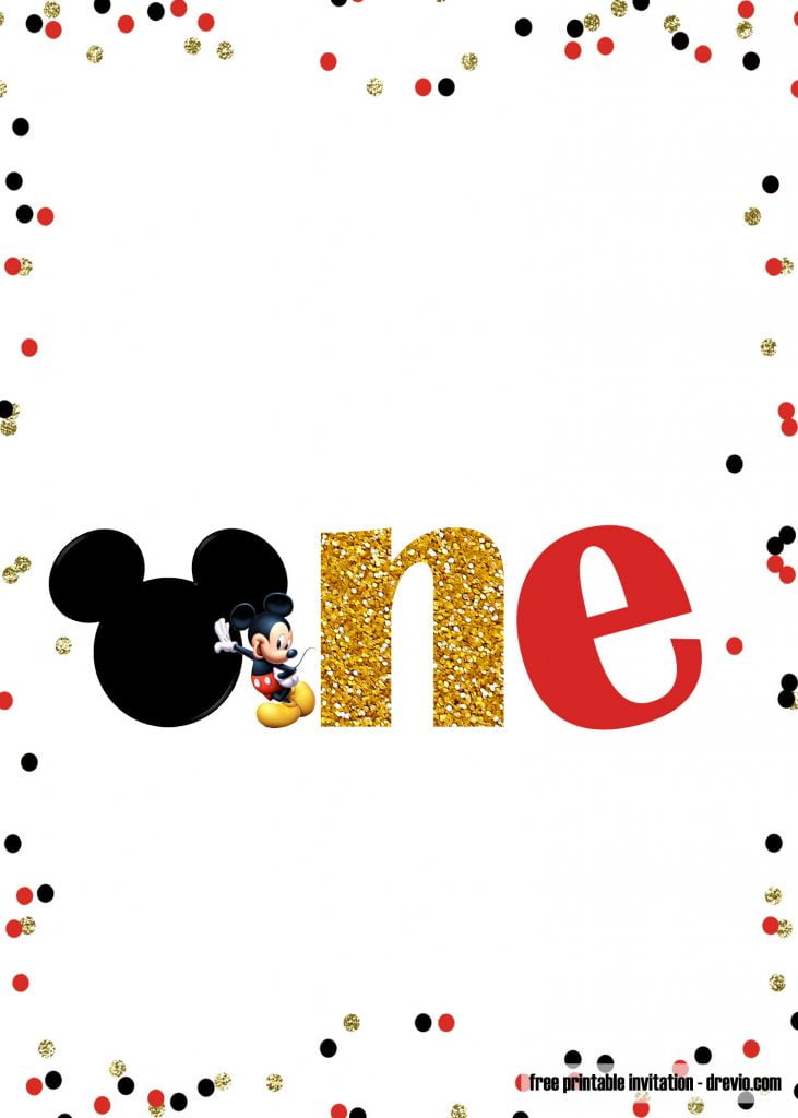 Invitation Template of FREE Mickey ONE 1st Birthday Invitation Templates 3