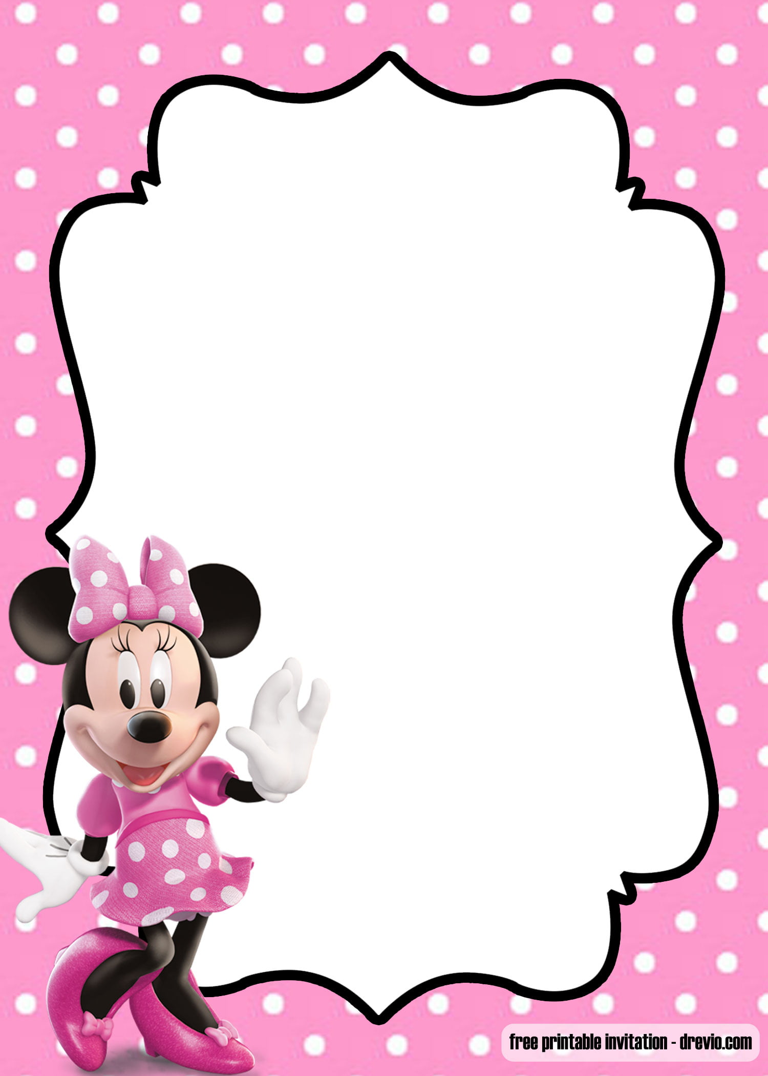 FREE Minnie Mouse Kids Polkadot Invitation Templates Download