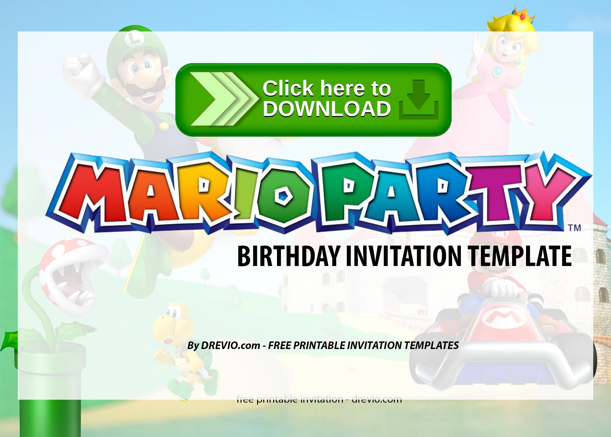 FREE Printable Super Mario Party Birthday Invitation Templates  Download  Hundreds FREE PRINTABLE Birthday Invitation Templates