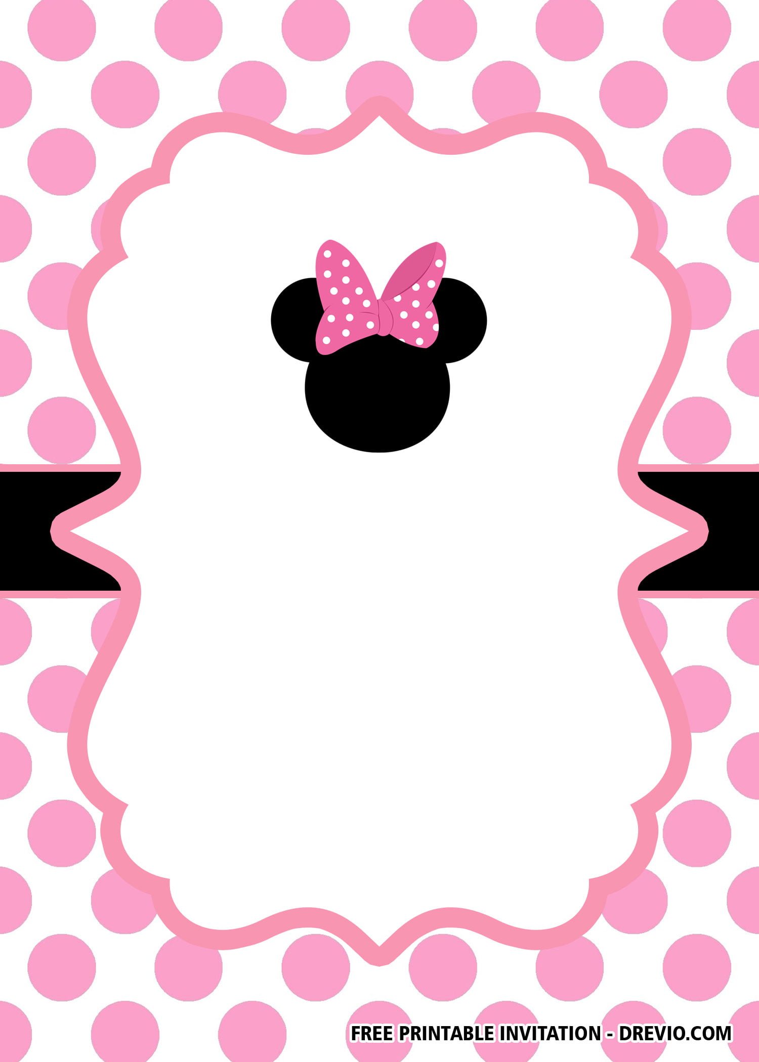 FREE Minnie Mouse Head Pink Invitation Templates  Download Within Minnie Mouse Card Templates