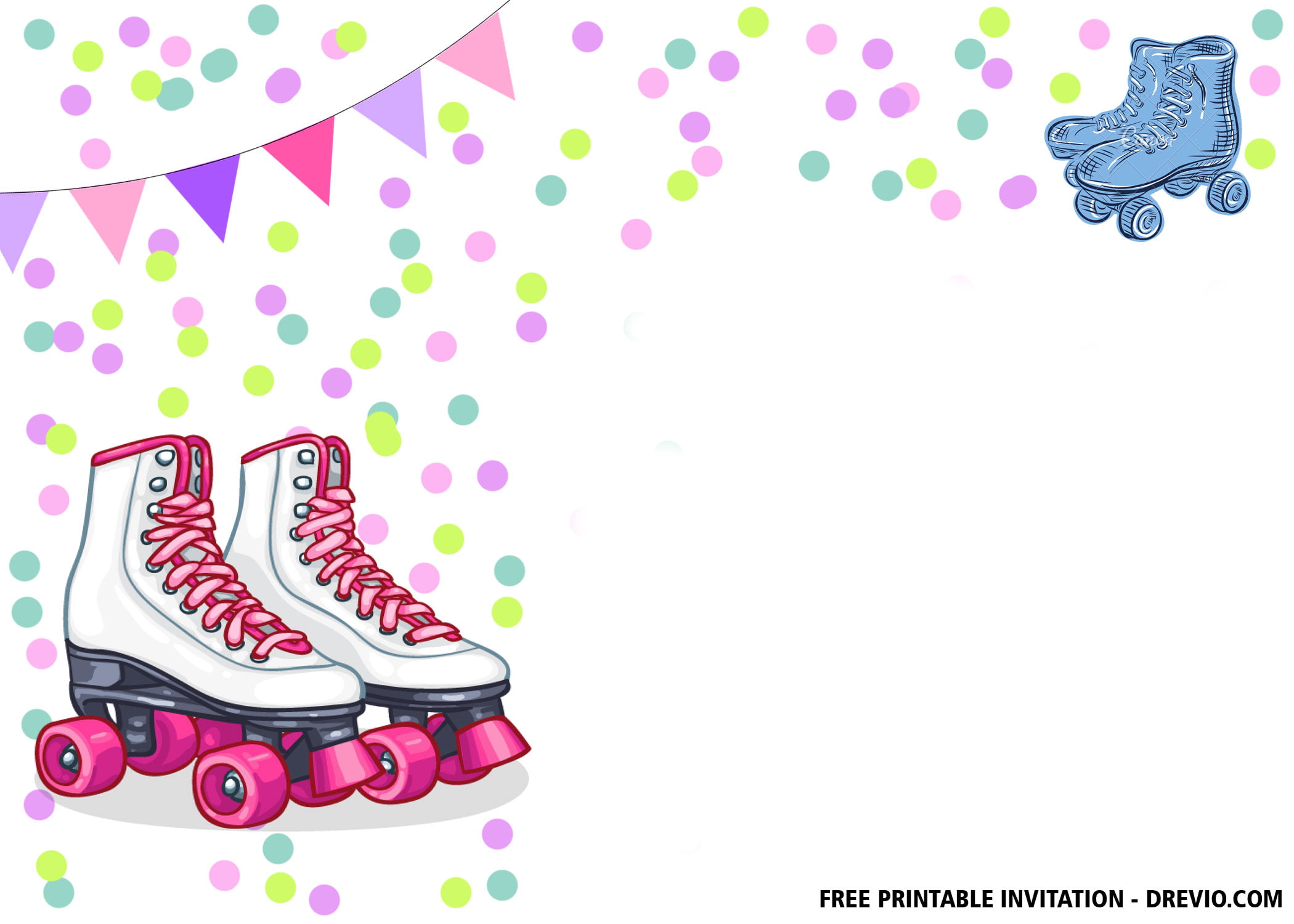 FREE Printable Roller Skates Invitation templates Download Hundreds