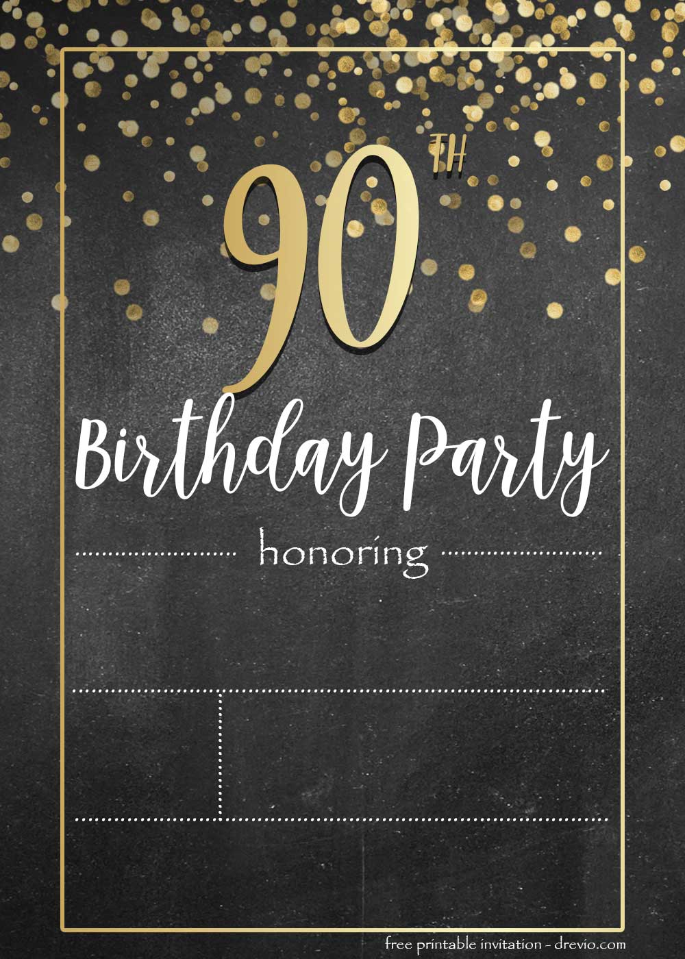 FREE 90th Golden Birthday Invitation templates Download Hundreds FREE PRINTABLE Birthday