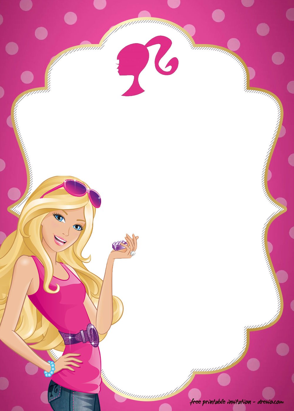 FREE Polkadot Pink Barbie Invitation Templates | Download Hundreds FREE