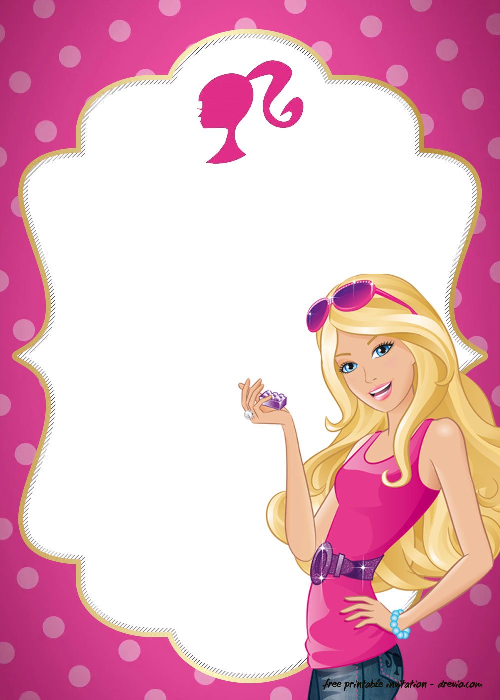FREE Polkadot Pink Barbie Invitation Templates | Download Hundreds FREE ...