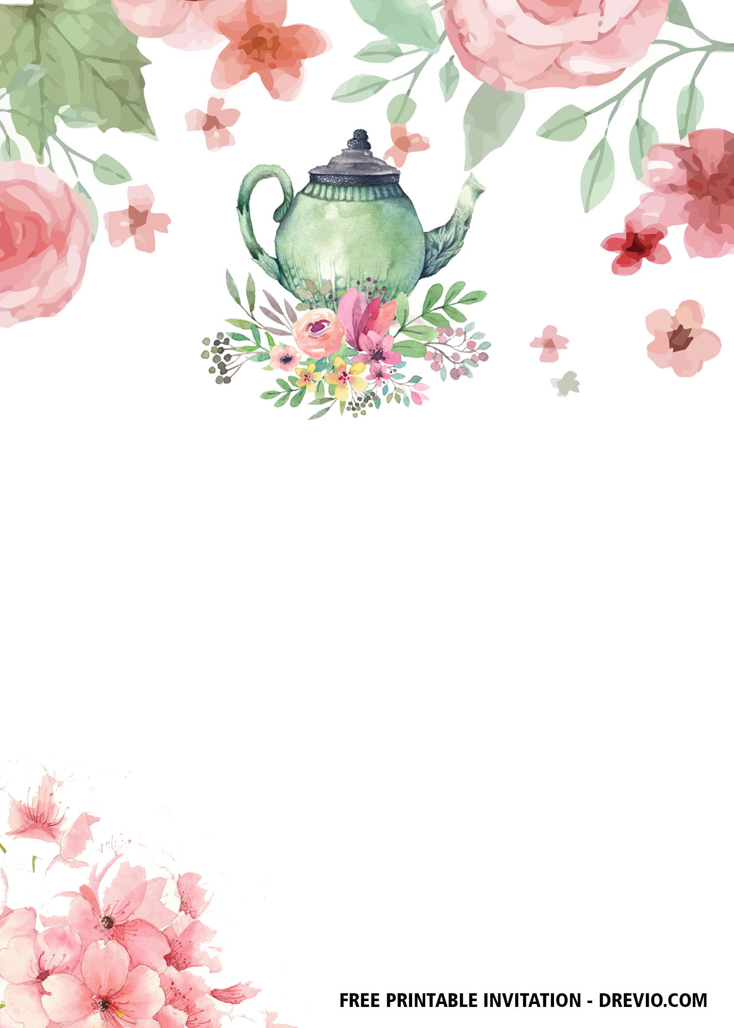 FREE Floral Tea Party Invitation Templates Download Hundreds FREE PRINTABLE Birthday