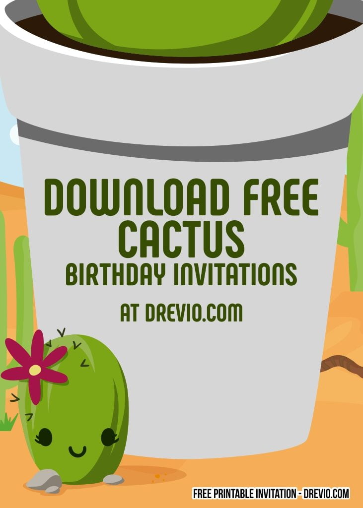 Invitation Template of FREE Printable Cactus Birthday Invitation Templates 1