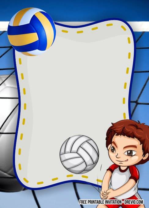 FREE Volley ball Themed Birthday Invitation Templates | Download ...