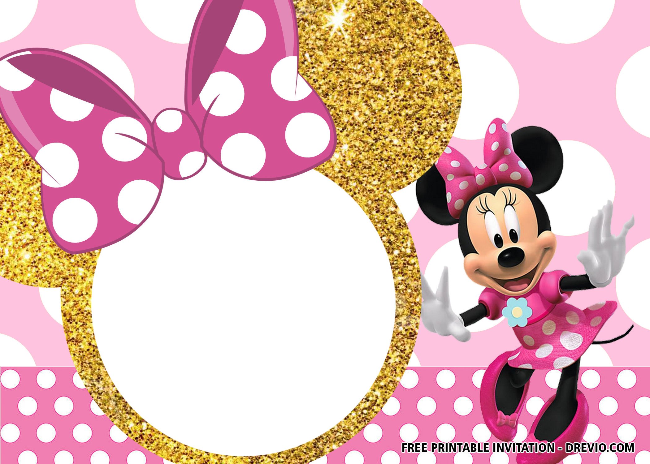 MINNIE MOUSE 1st Birthday Invitation Pink and Gold Minnie Mouse 