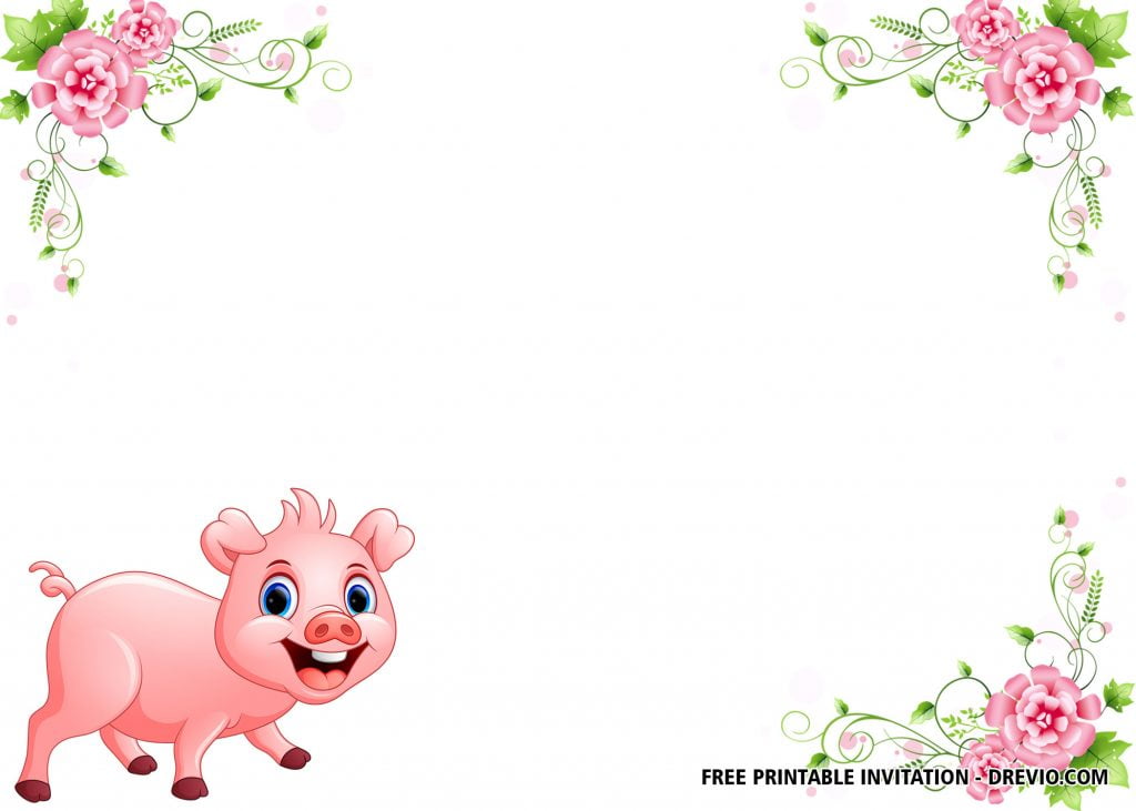 Invitation Template of FREE Printable Pig Themed Baby Shower Invitation Templates 6