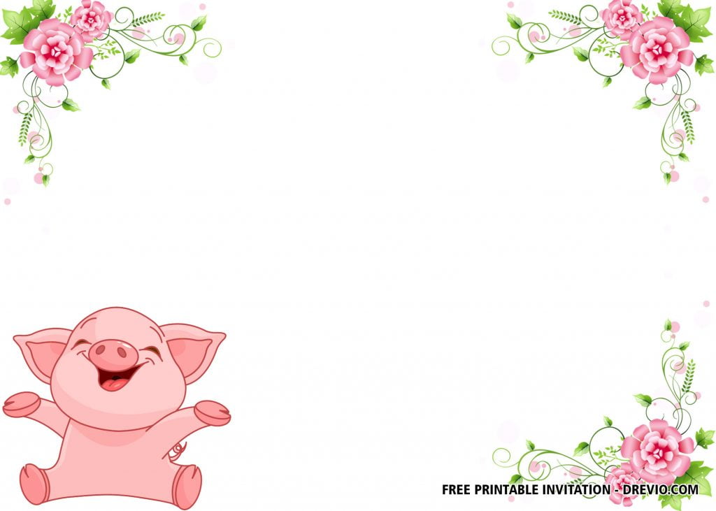 Invitation Template of FREE Printable Pig Themed Baby Shower Invitation Templates 3