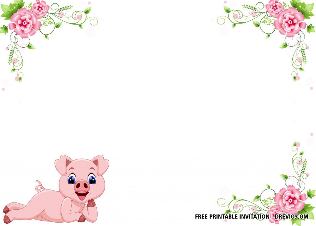 Invitation Template of FREE Printable Pig Themed Baby Shower Invitation Templates 2