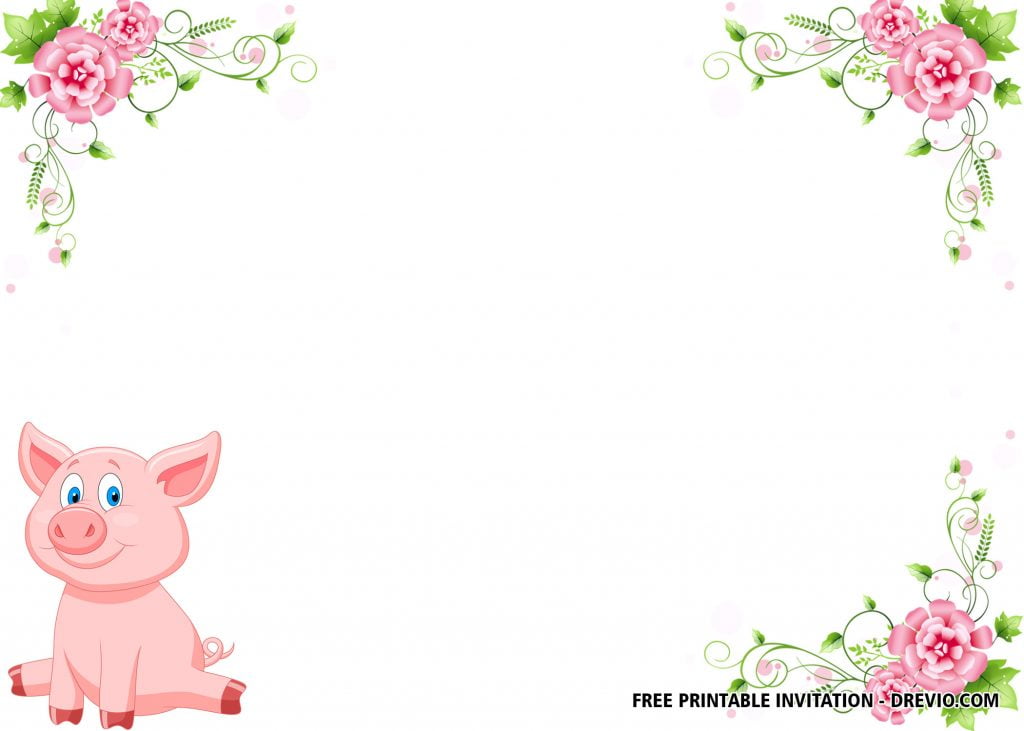 Invitation Template of FREE Printable Pig Themed Baby Shower Invitation Templates 4