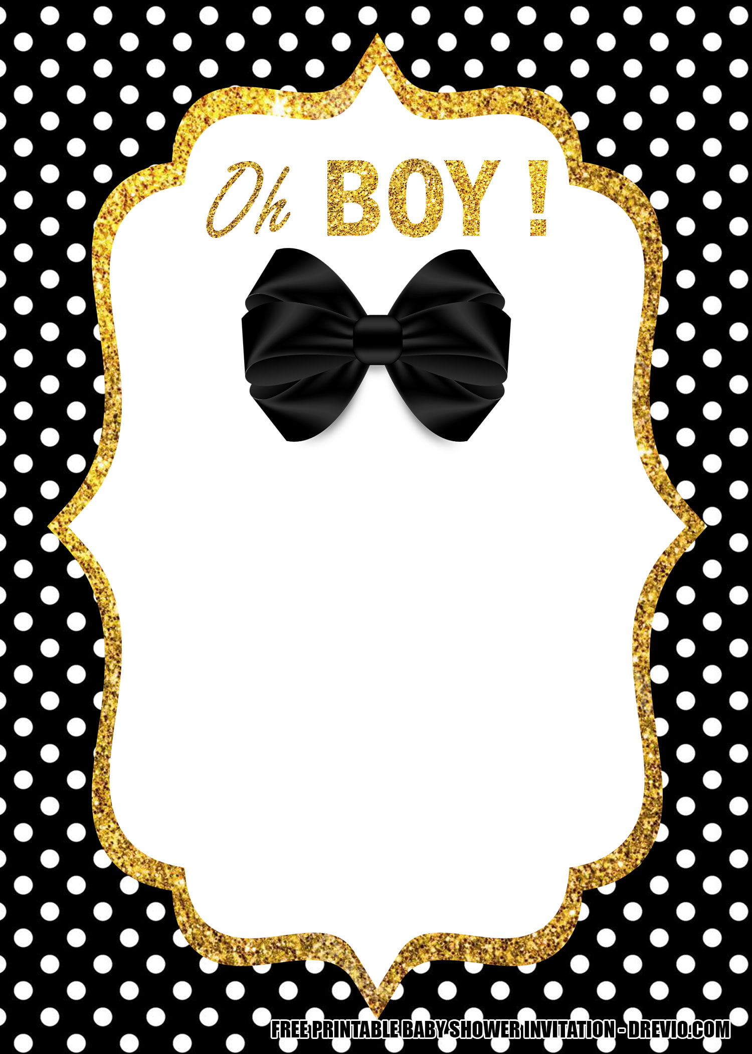 Free Black And Gold Bow Tie Baby Shower Invitation Templates Download Hundreds Free Printable Birthday Invitation Templates