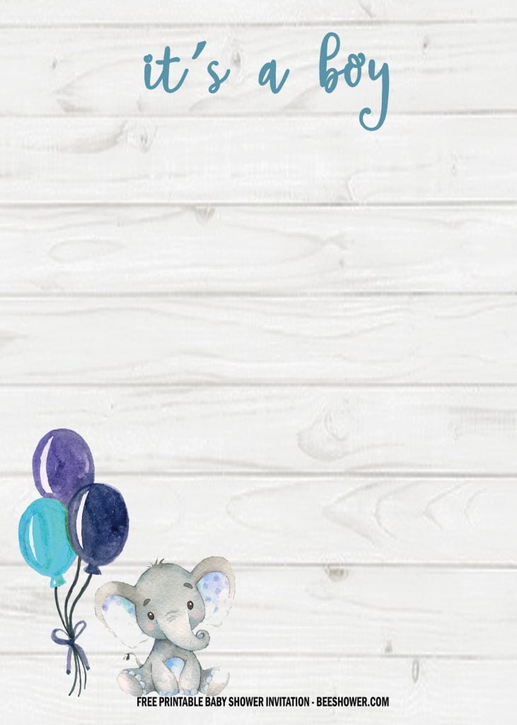 Invitation Template of 6 FREE Blue Elephant Themed Birthday and Baby Shower Invitation Templates 2