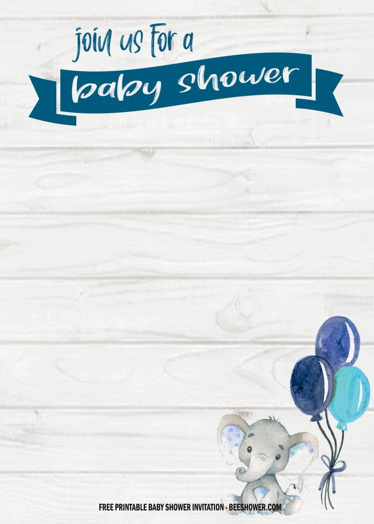 Invitation Template of 6 FREE Blue Elephant Themed Birthday and Baby Shower Invitation Templates 4