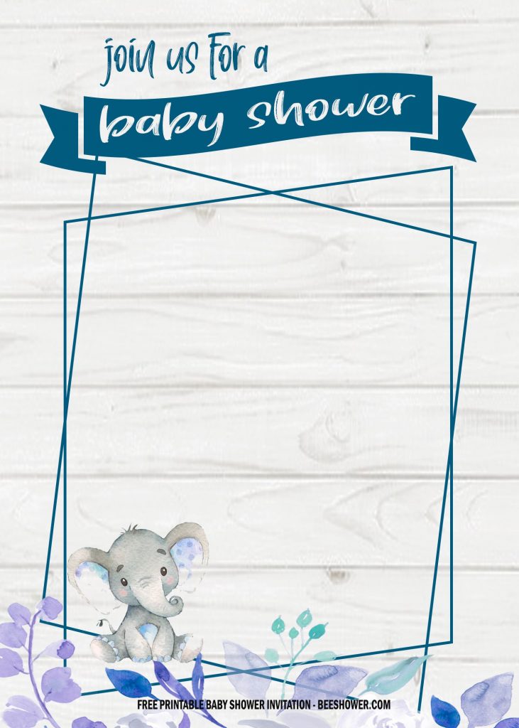 Invitation Template of 6 FREE Blue Elephant Themed Birthday and Baby Shower Invitation Templates 6