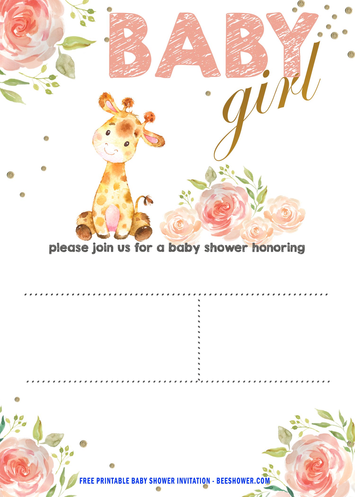 Free Printable Giraffe Baby Shower Invitations Templates
