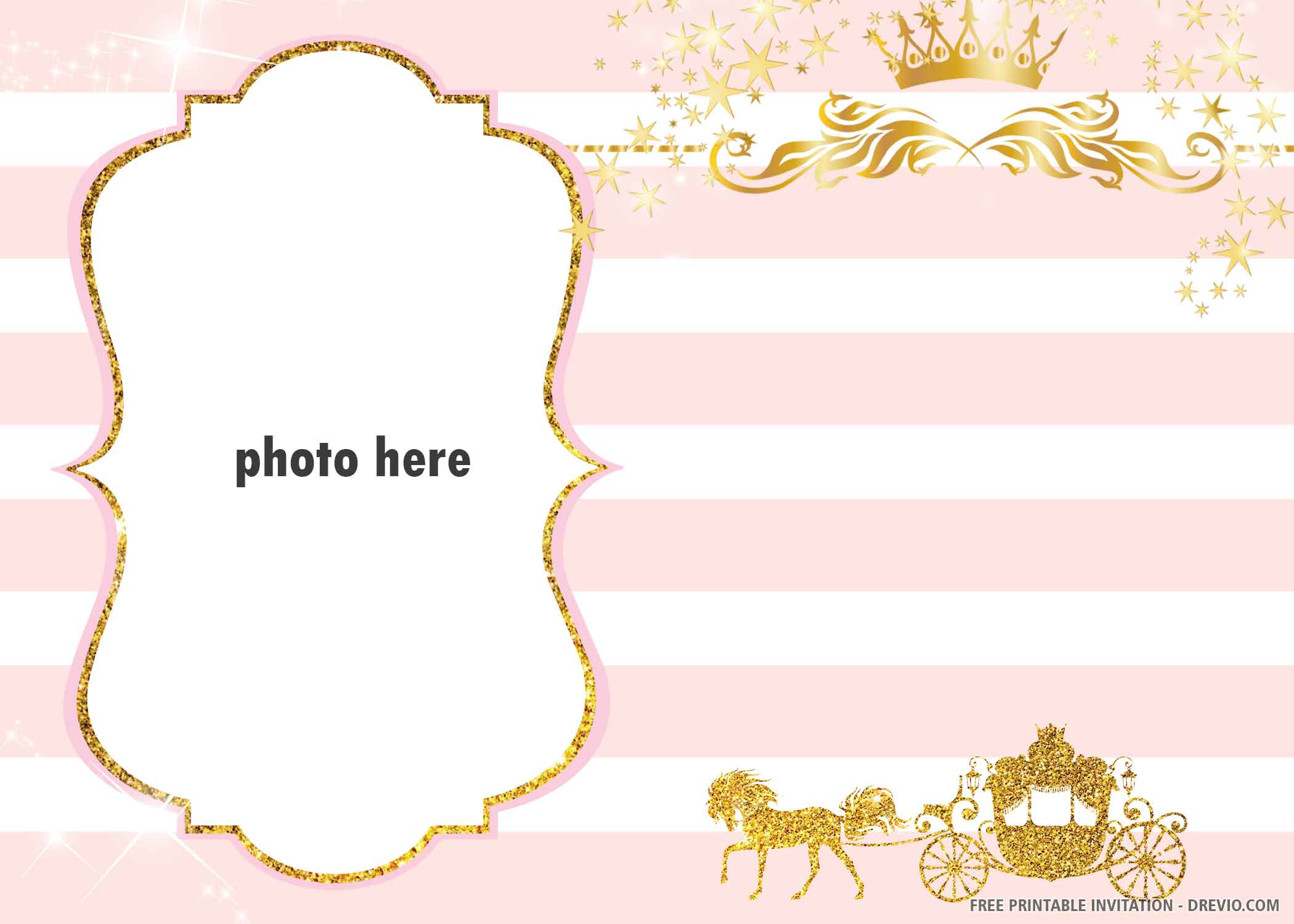 Free Printable Golden Carriage Invitation Template Download Hundreds