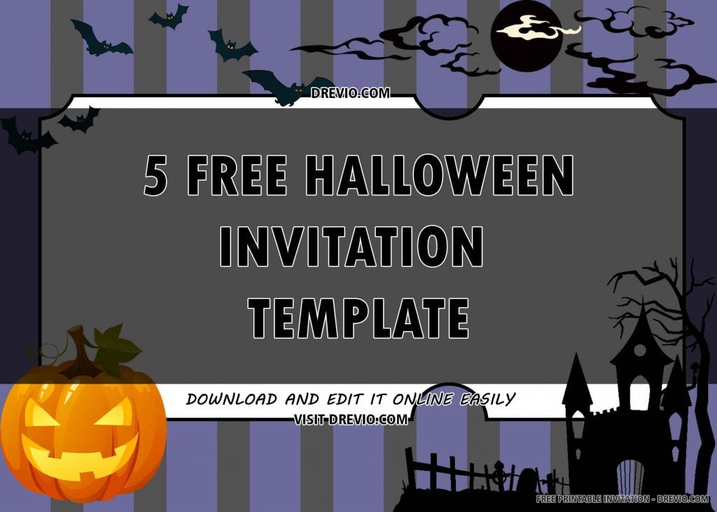 Invitation Template of (FREE PRINTABLE) – Dark Halloween Birthday Invitation Template 5