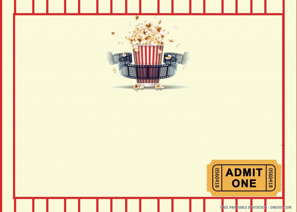 Invitation Template of (FREE PRINTABLE) – Movie Ticket Birthday Invitation Template 3