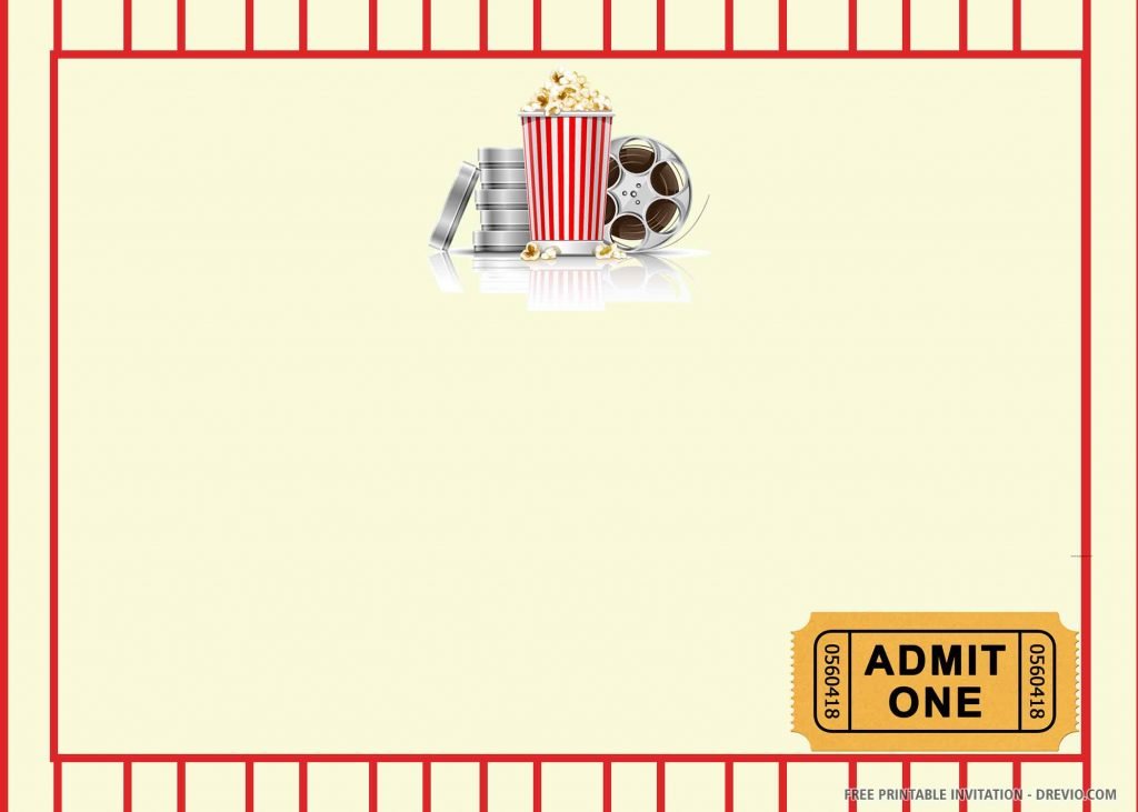 Invitation Template of (FREE PRINTABLE) – Movie Ticket Birthday Invitation Template 7